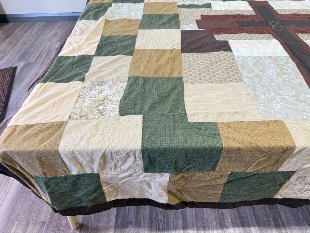 Oversized Handmade Patchwork Quilt – Embroidered with “Love, Weege”