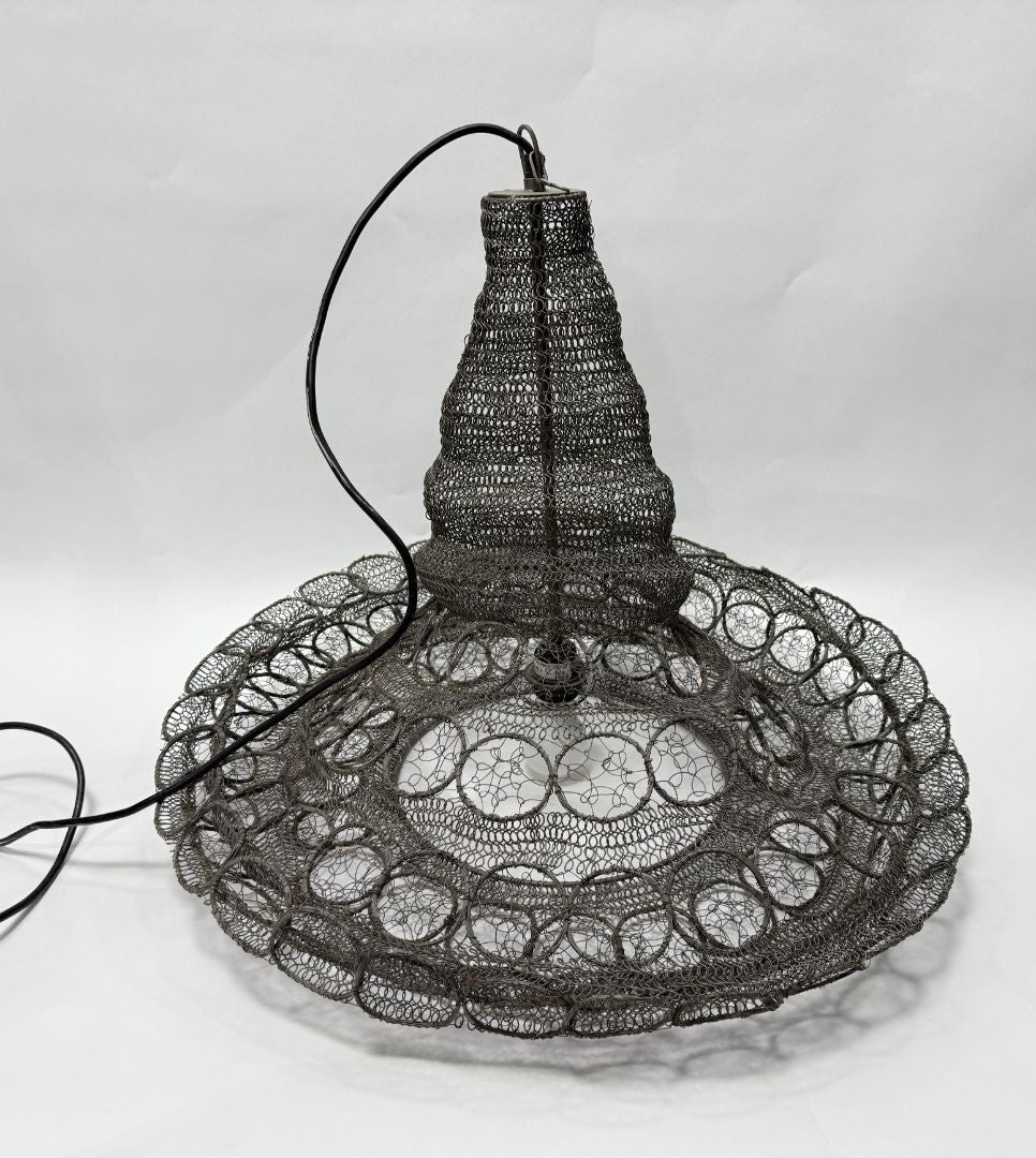 Vintage Large 26" Wide Large Metal Mesh Ceiling Fixture (3 Available)