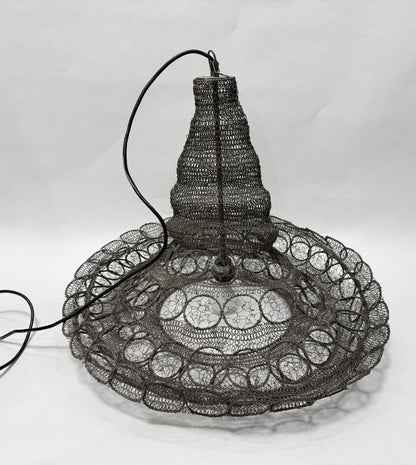 Vintage Large 26" Wide Large Metal Mesh Ceiling Fixture (3 Available)