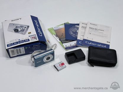 Sony Cyber-shot DSC-W230 Digital Camera 12.1MP Zeiss Lens Bundle