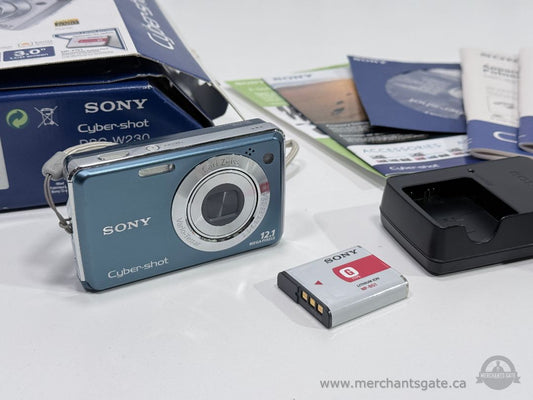 Sony Cyber-shot DSC-W230 Digital Camera 12.1MP Zeiss Lens Bundle