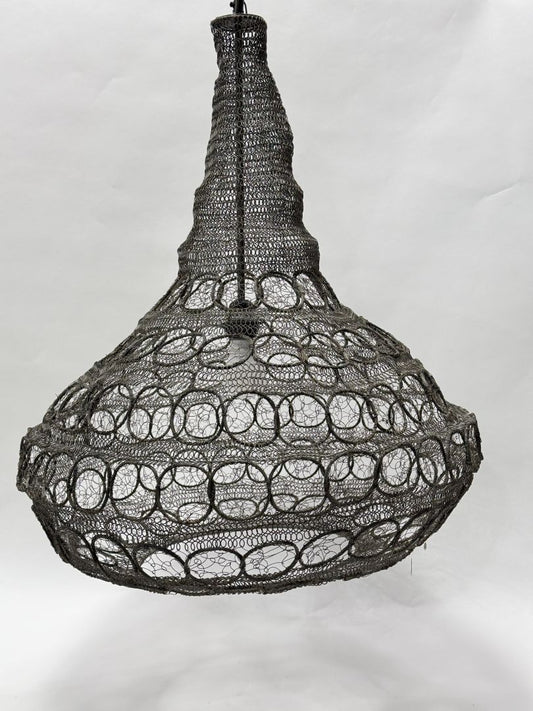 Vintage Large 26" Wide Large Metal Mesh Ceiling Fixture (3 Available)