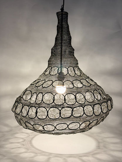 Vintage Large 26" Wide Large Metal Mesh Ceiling Fixture (3 Available)