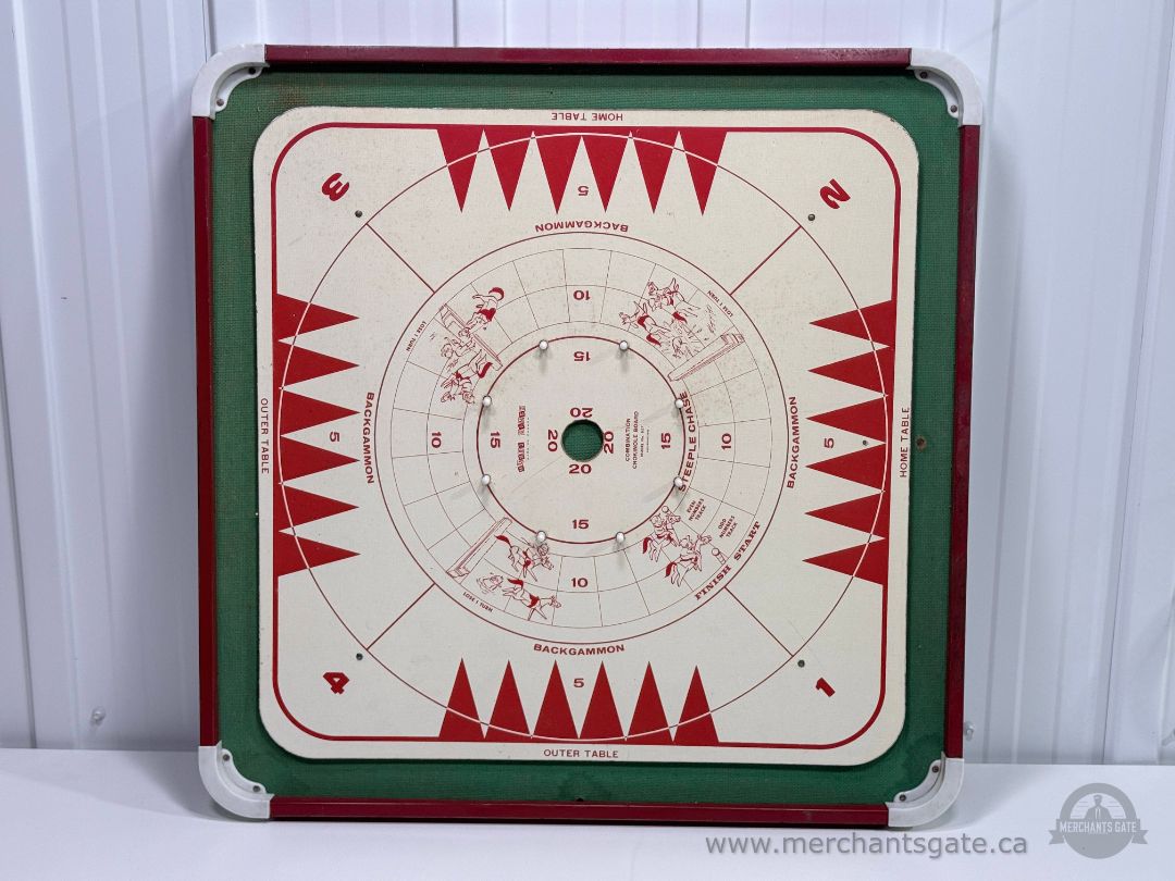 Vintage Multi Game Board Backgammon Checkers Ludo Snakes And Ladders Reversible