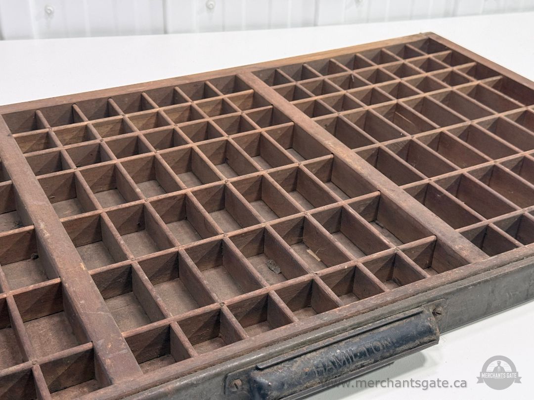 Vintage Hamilton Wooden Printer’s Tray Display Case 32" x 17"