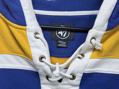 St. Louis Blues Fleece Hoodie Jersey Lace Up NHL ‘47 Brand Blue Gold XXL