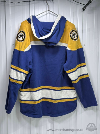 St. Louis Blues Fleece Hoodie Jersey Lace Up NHL ‘47 Brand Blue Gold XXL