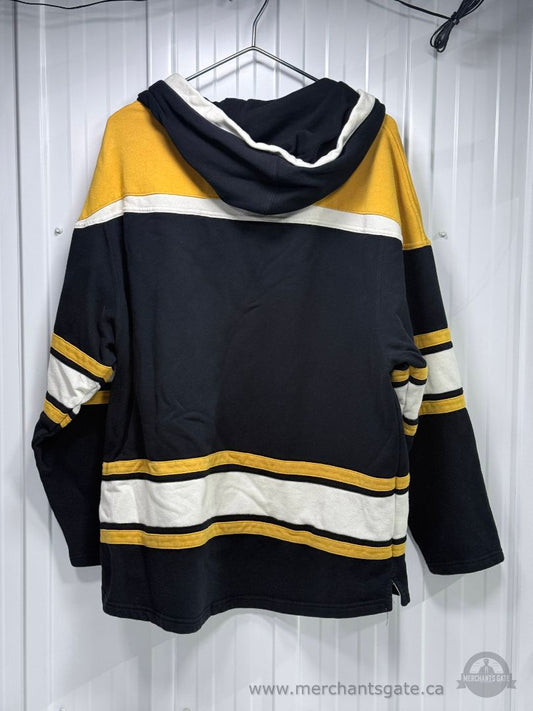 Pittsburgh Penguins Fleece Hoodie Jersey Lace Up NHL ‘47 Brand Black Gold XXL