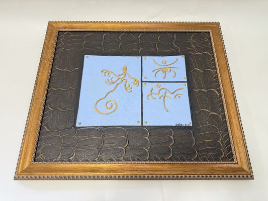 Framed Abstract Original Artwork – Signed Mixed Media Painting (27x23")