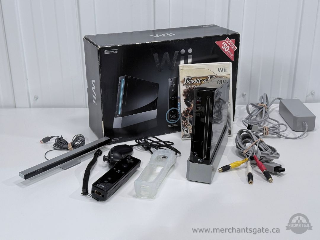 Nintendo Wii Console Bundle Black Complete w/ Box Controller Nunchuk Game