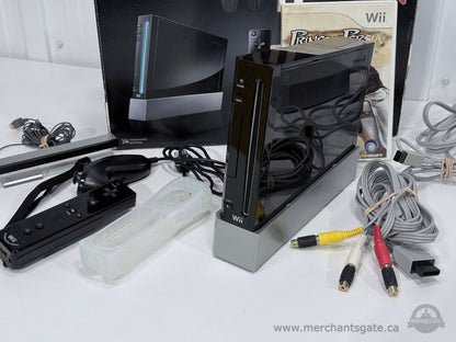 Nintendo Wii Console Bundle Black Complete w/ Box Controller Nunchuk Game