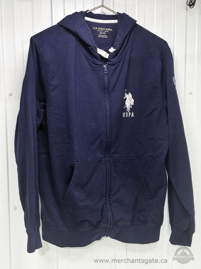 U.S. Polo Assn Zip Hoodie Navy Blue Full Zip Mens XL Casual Sweater