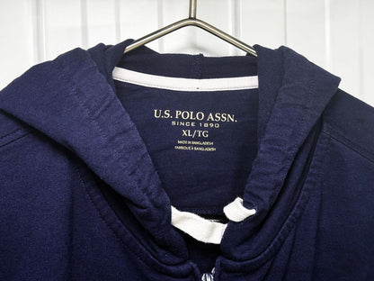 U.S. Polo Assn Zip Hoodie Navy Blue Full Zip Mens XL Casual Sweater