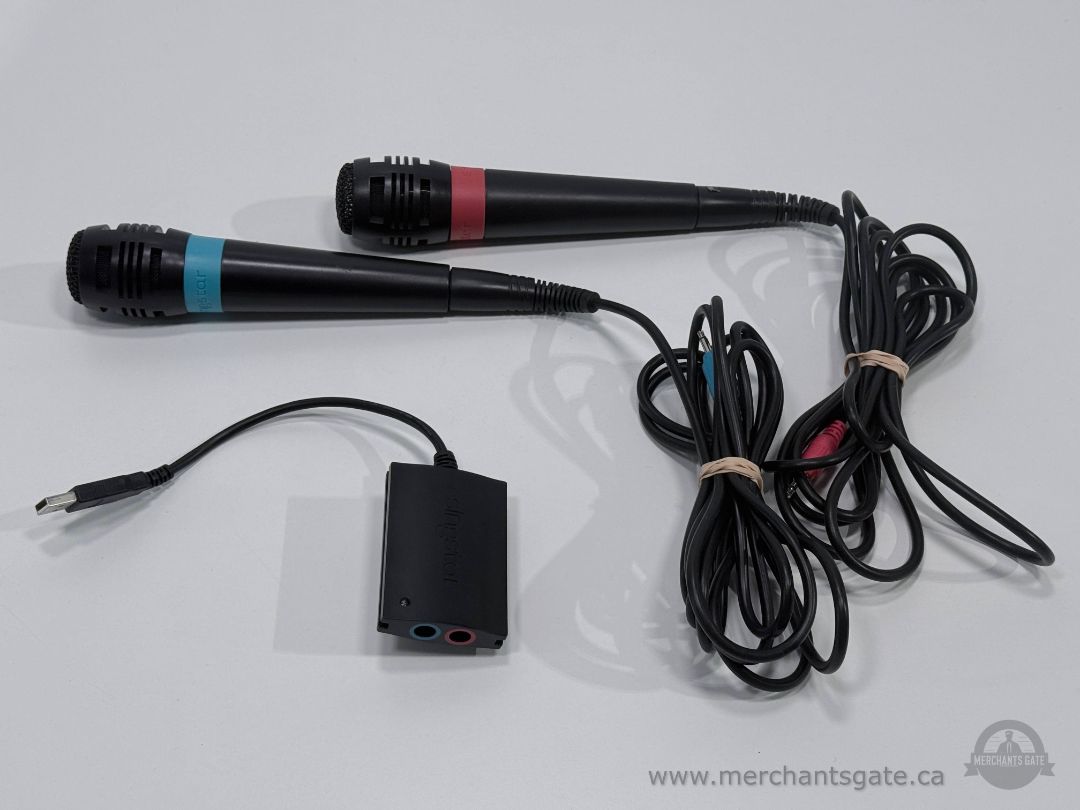 SingStar USB Microphones Set Dual Wired Mics with USB Converter Sony PlayStation