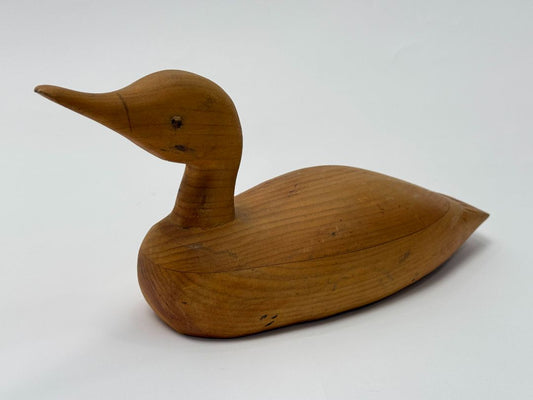 15" Hand-Carved Wooden Duck Decoy with One Eye – Rustic Cabin Decor or Collector’s Piece