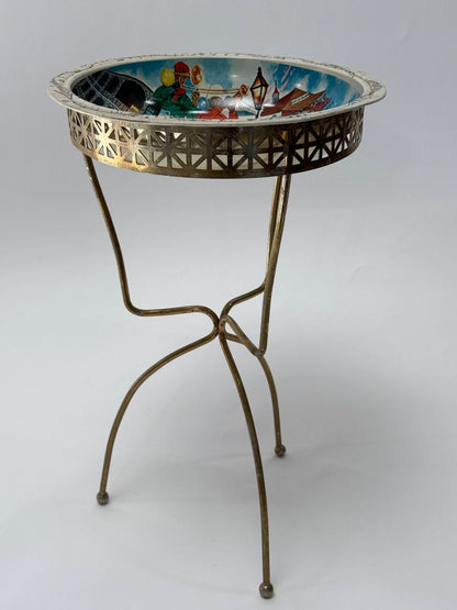 Vintage New Orleans Souvenir Tray on Mid-Century Wire Stand
