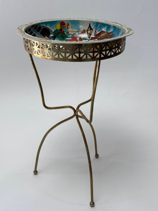 Vintage New Orleans Souvenir Tray on Mid-Century Wire Stand
