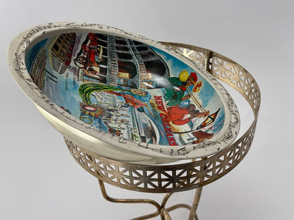 Vintage New Orleans Souvenir Tray on Mid-Century Wire Stand