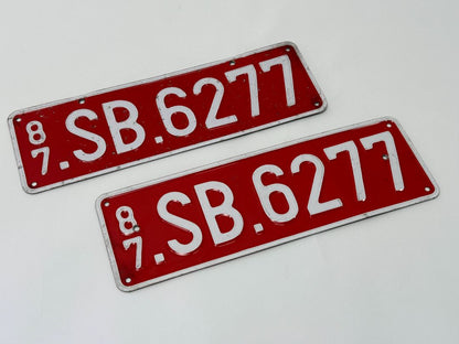 Vintage 1987 Belgian License Plates (SB.6277 Pair)