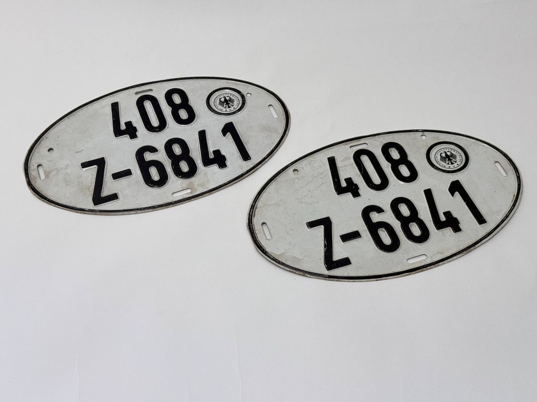 Vintage West German Oval License Plates (Matching Pair)