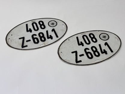 Vintage West German Oval License Plates (Matching Pair)