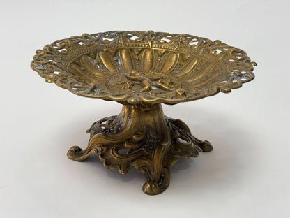 Solid Brass Victorian-Style Cherub Pedestal Bowl – 9" Wide
