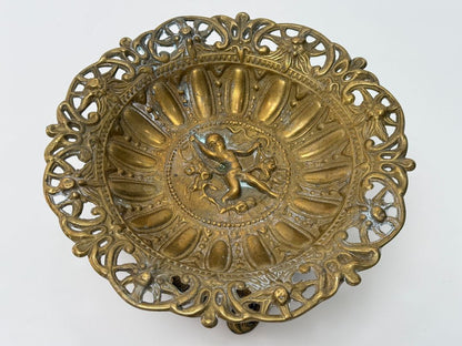 Solid Brass Victorian-Style Cherub Pedestal Bowl – 9" Wide