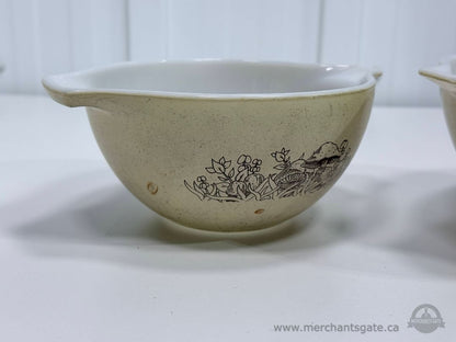 Pyrex Mushroom Pattern Mixing Bowl Set 441 442 Vintage Milk Glass Baking Bowls