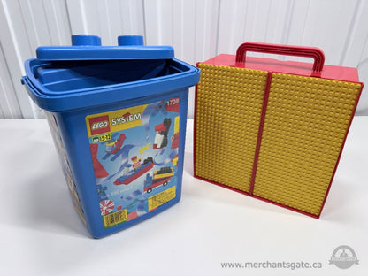 LEGO Duplo Bulk Lot + Vintage LEGO System 1708 Blue Storage Bin & Yellow Baseplate Carry Case
