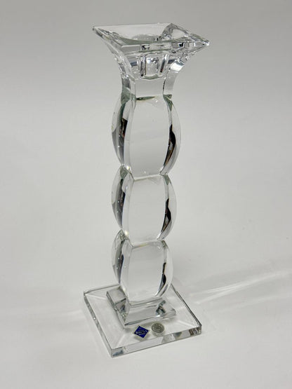 Bohemia Czech Crystal Candlestick / 24% Lead Cut Glass Taper Holder 10" Tall by Jihlava Sklarna