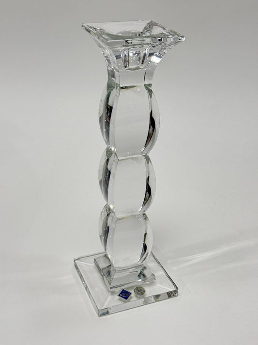 Bohemia Czech Crystal Candlestick / 24% Lead Cut Glass Taper Holder 10" Tall by Jihlava Sklarna