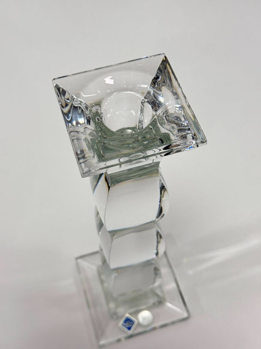 Bohemia Czech Crystal Candlestick / 24% Lead Cut Glass Taper Holder 10" Tall by Jihlava Sklarna
