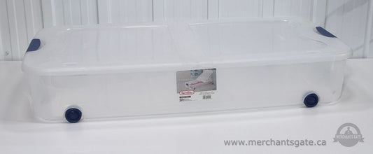 Sterilite Under Bed Storage Bin 60L Clear Plastic With Wheels And Lid