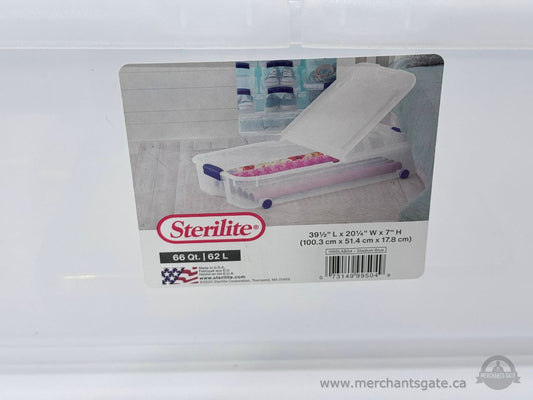 Sterilite Under Bed Storage Bin 60L Clear Plastic With Wheels And Lid