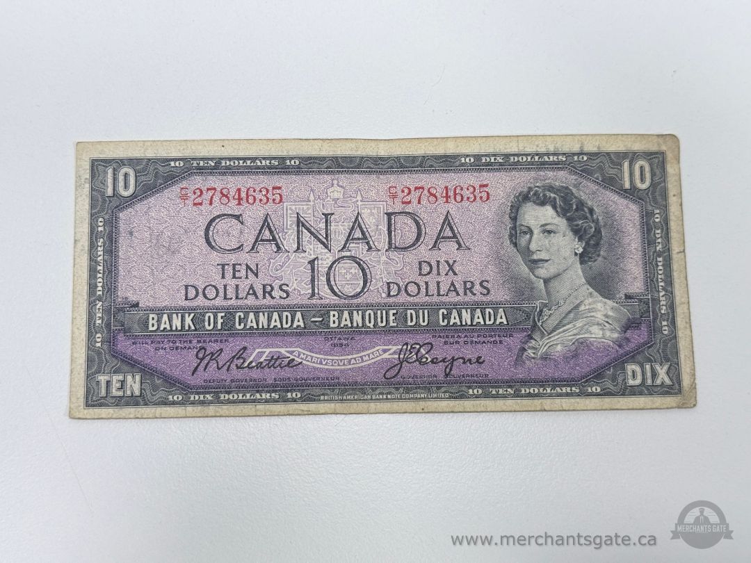 1954 Bank of Canada $10 Note Beattie Coyne A2784635 Canadian Banknote