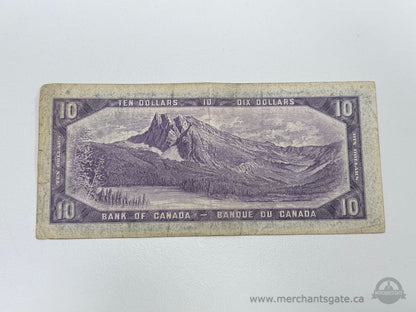 1954 Bank of Canada $10 Note Beattie Coyne A2784635 Canadian Banknote