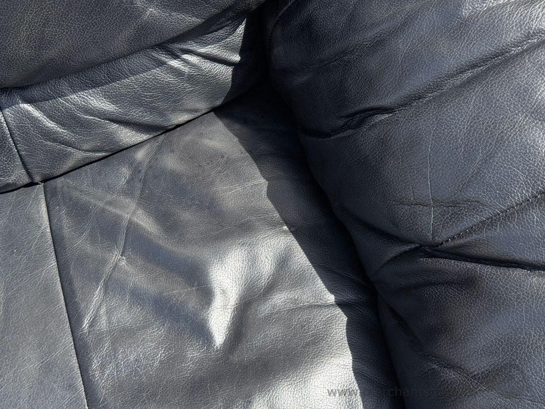 Black Vinyl Sofa & Loveseat Set – Leather Look, Deep Cushions, 2-Piece