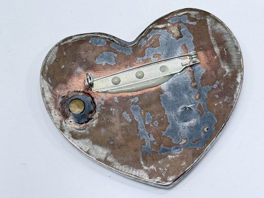 Alice In Wonderland Heart Pin Handmade Mixed Media Brooch One of A Kind Jewelry
