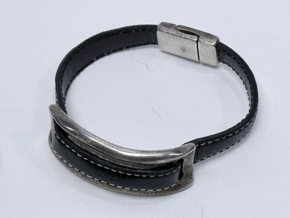 Set of Three Handmade Leather Bracelets with Magnetic Clasps, 1990s