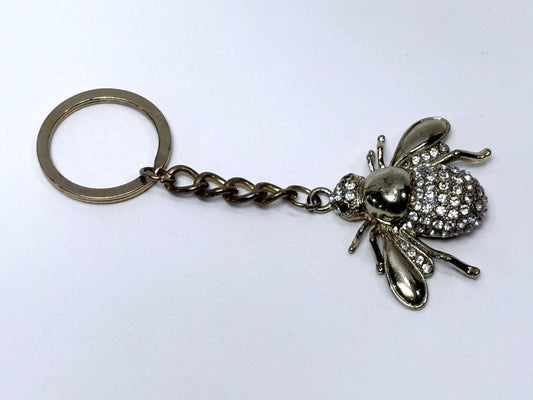 High Quality Gold Bee Keychain With Rhinestone Insect Charm For Purse Backpack or Keys