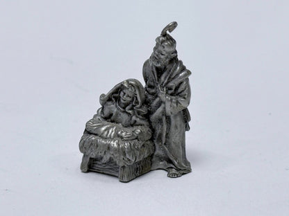 Vintage Hallmark Pewter Nativity Scene Miniature ornament 1998 Holy Family Collectible Charm