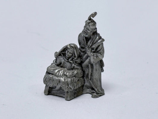 Vintage Hallmark Pewter Nativity Scene Miniature ornament 1998 Holy Family Collectible Charm