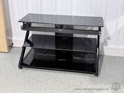 Z-Line Designs Glass TV Stand Media Console 3 Tier Black Metal Frame Heavy Duty