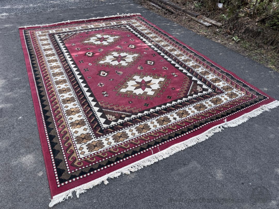 Samira Incorporated Area Rug 125" x 91" Red Geometric Pattern Fringed Large Carpet