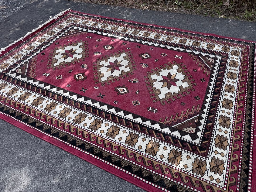 Samira Incorporated Area Rug 125" x 91" Red Geometric Pattern Fringed Large Carpet
