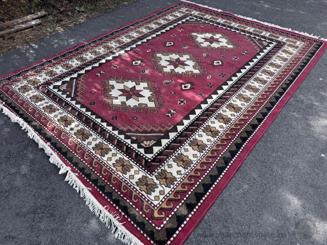 Samira Incorporated Area Rug 125" x 91" Red Geometric Pattern Fringed Large Carpet