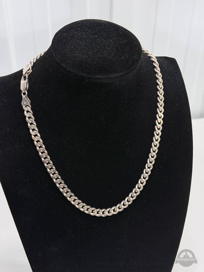 Solid 925 Sterling Silver Cuban Link Chain 17” 53g Heavy 7mm GFAB Mark