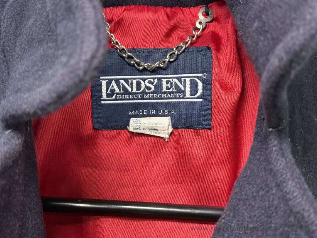 Lands End Ladies Wool Peacoat Navy Double Breasted Jacket Size 8 Made in USA