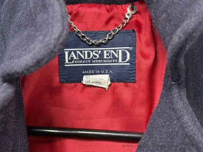 Lands End Ladies Wool Peacoat Navy Double Breasted Jacket Size 8 Made in USA