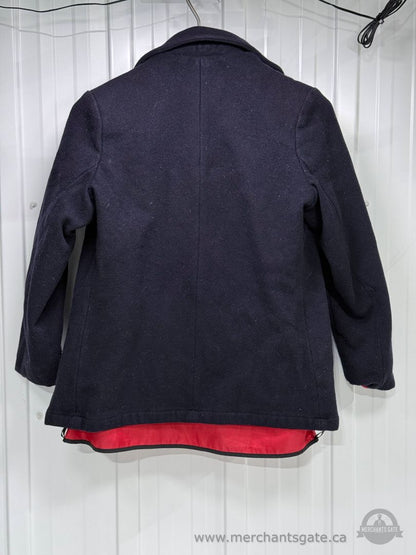 Lands End Ladies Wool Peacoat Navy Double Breasted Jacket Size 8 Made in USA
